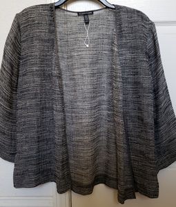 Eileen Fisher organic linen silk trim cardigan
